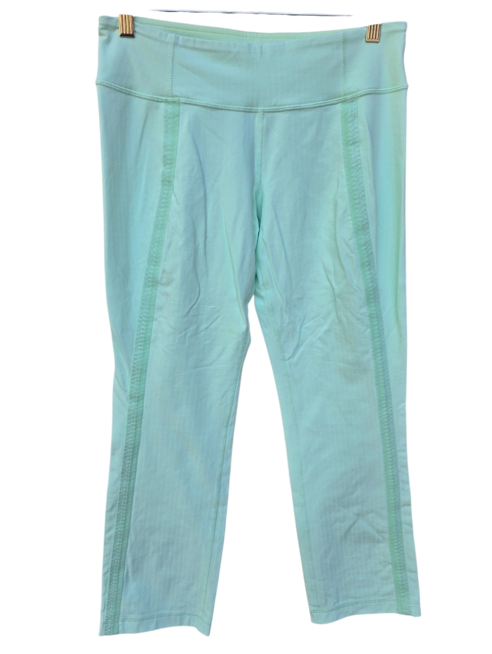 Lululemon Pinstriped Mint Green Cropped Leggings Size 8